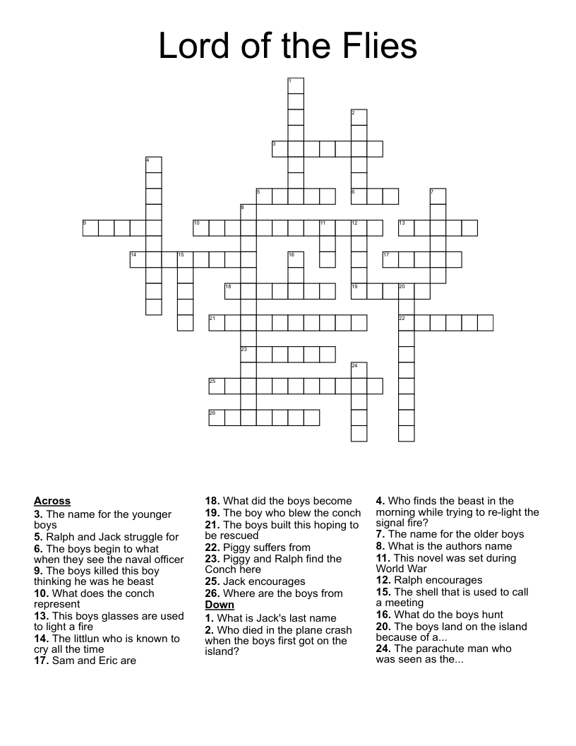 Lord of the Flies Crossword