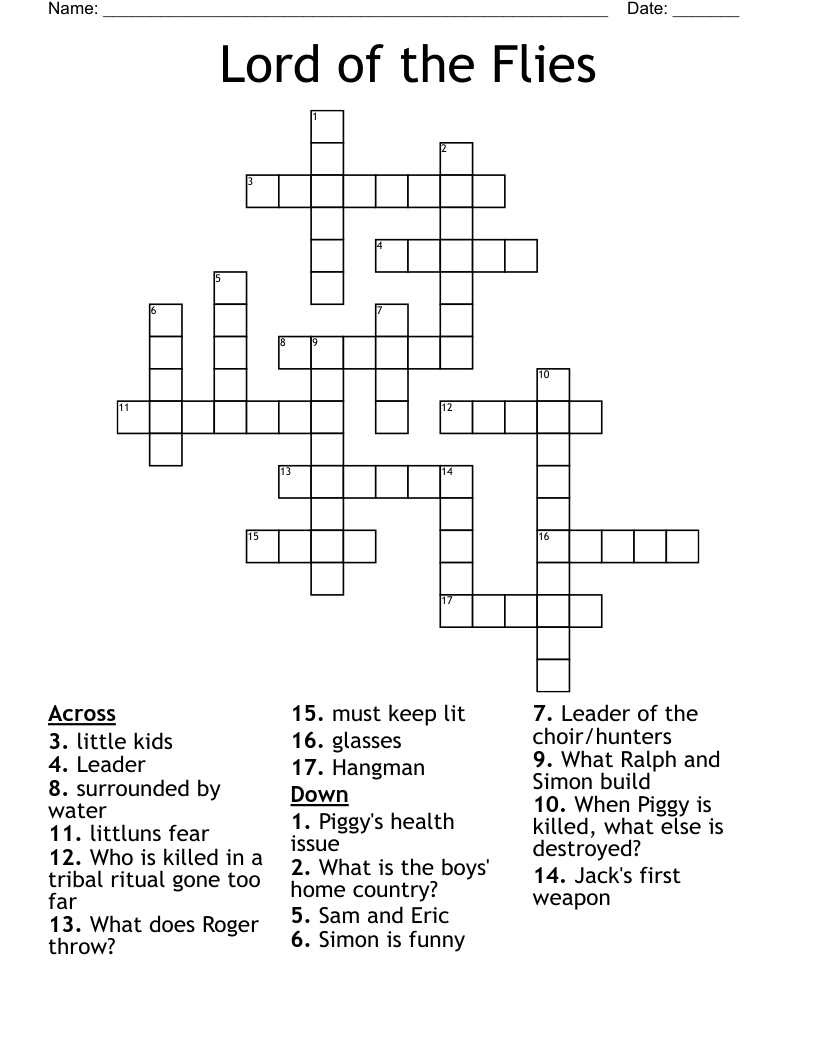 Lord of the Flies Crossword
