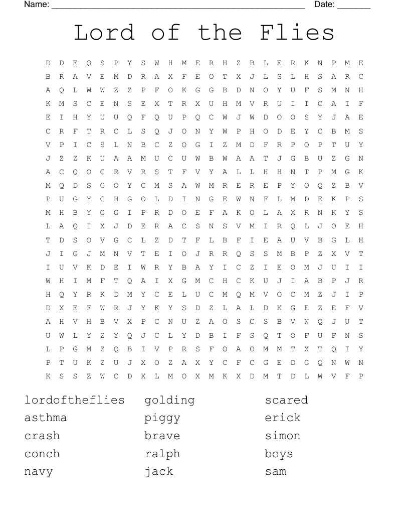 Lord of the Flies Word Search