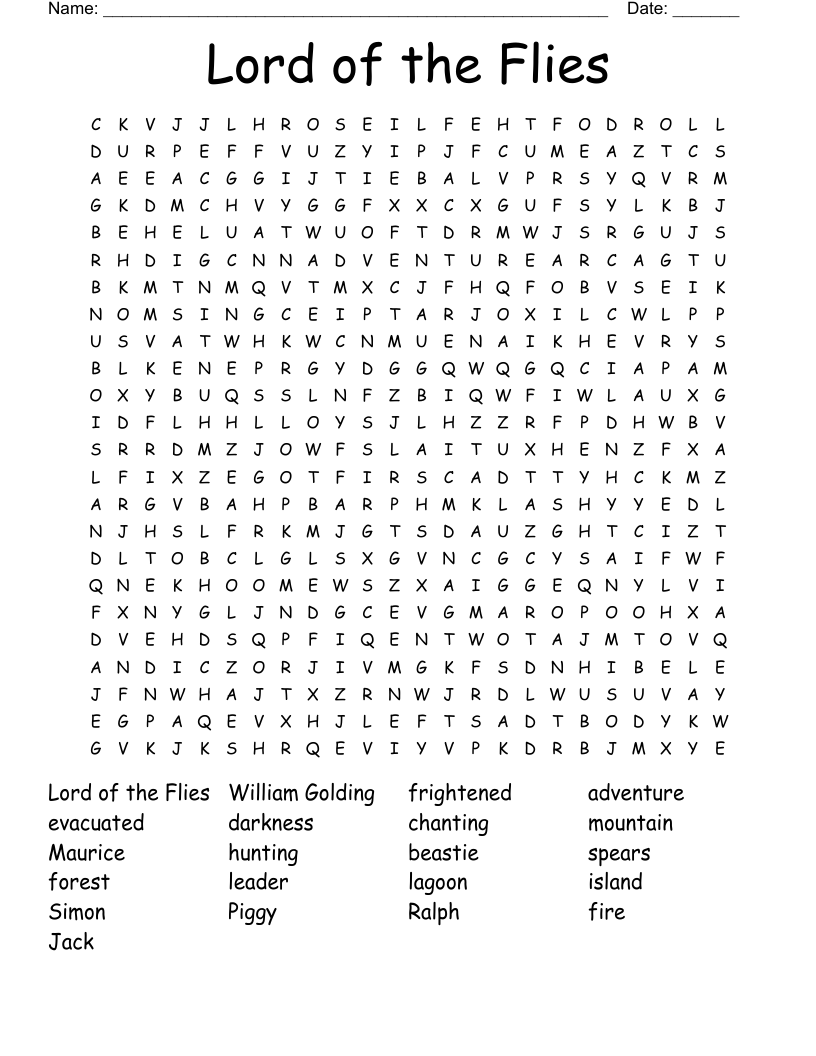Lord of the Flies Word Search