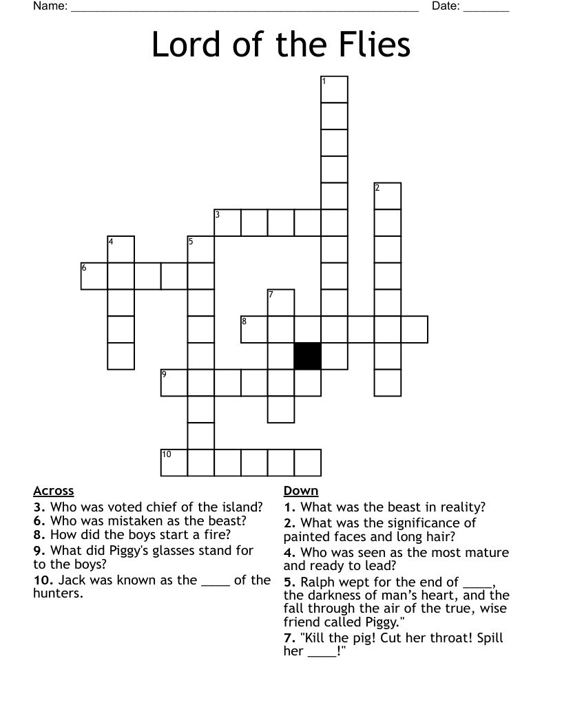 Lord of the Flies Crossword