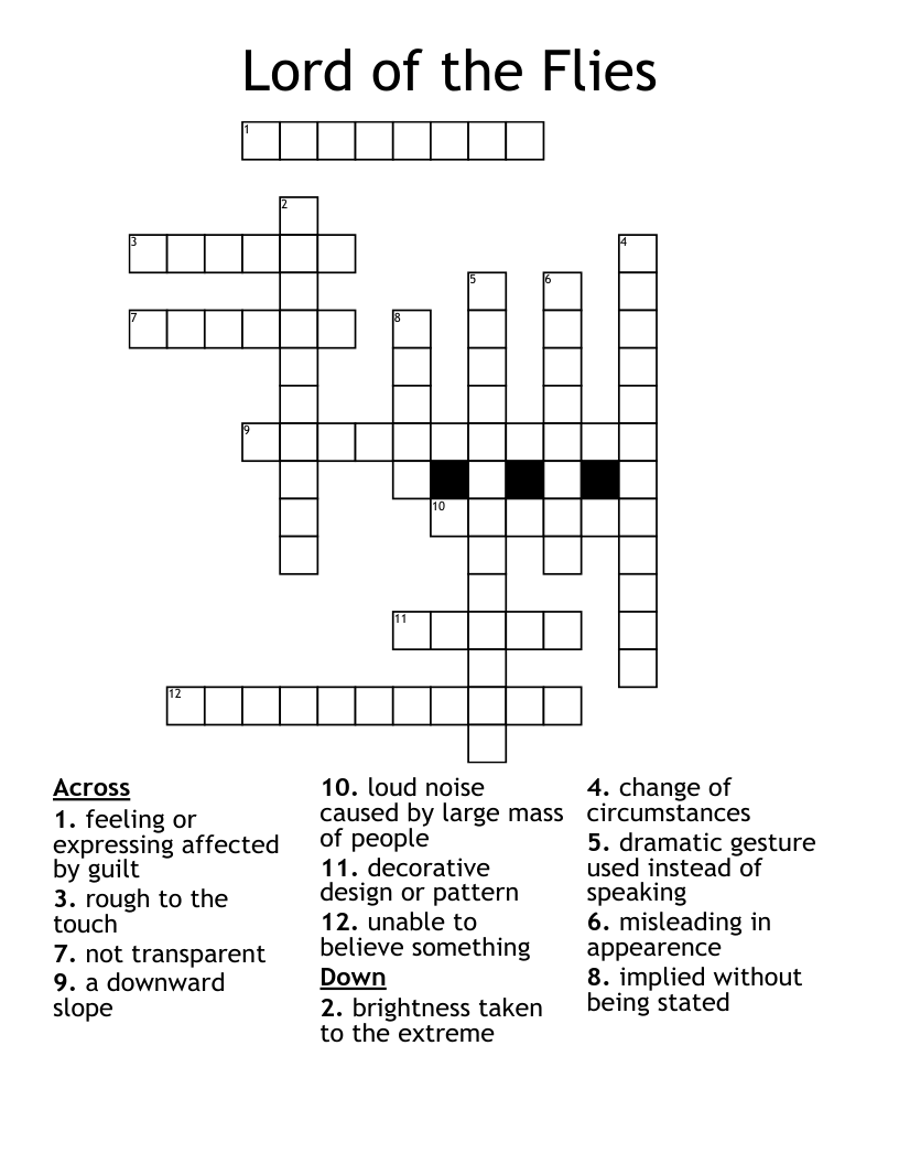Lord of the Flies Crossword