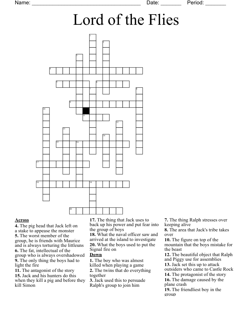 Lord of the Flies Crossword