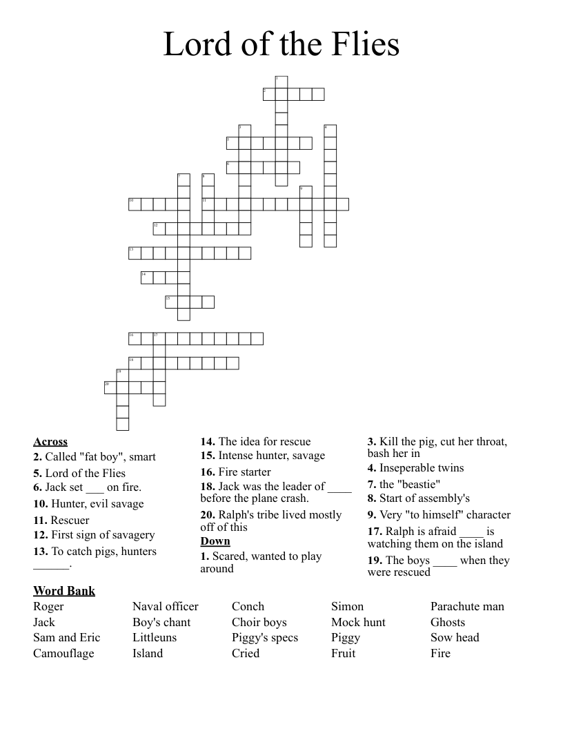 Lord of the Flies Crossword