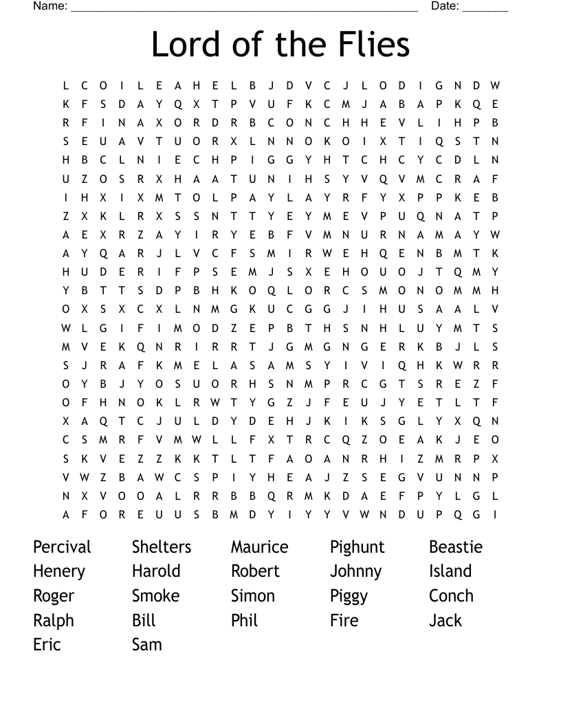 Lord of the Flies Word Search