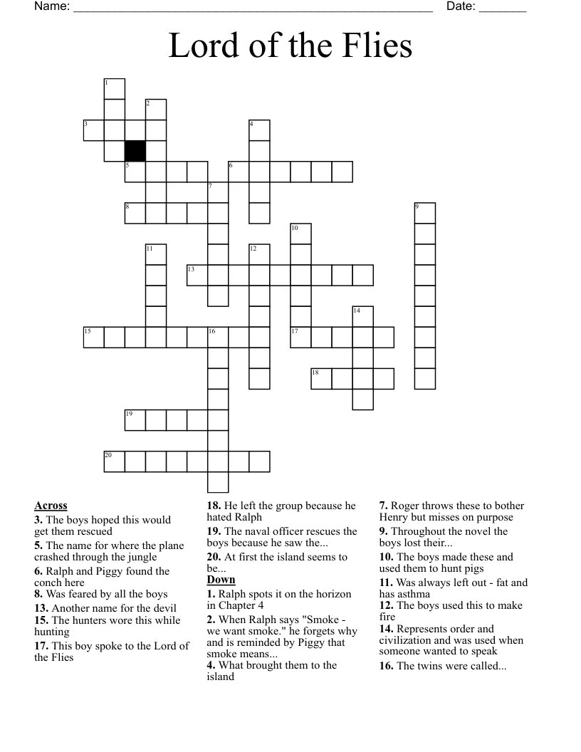 Lord of the Flies Crossword