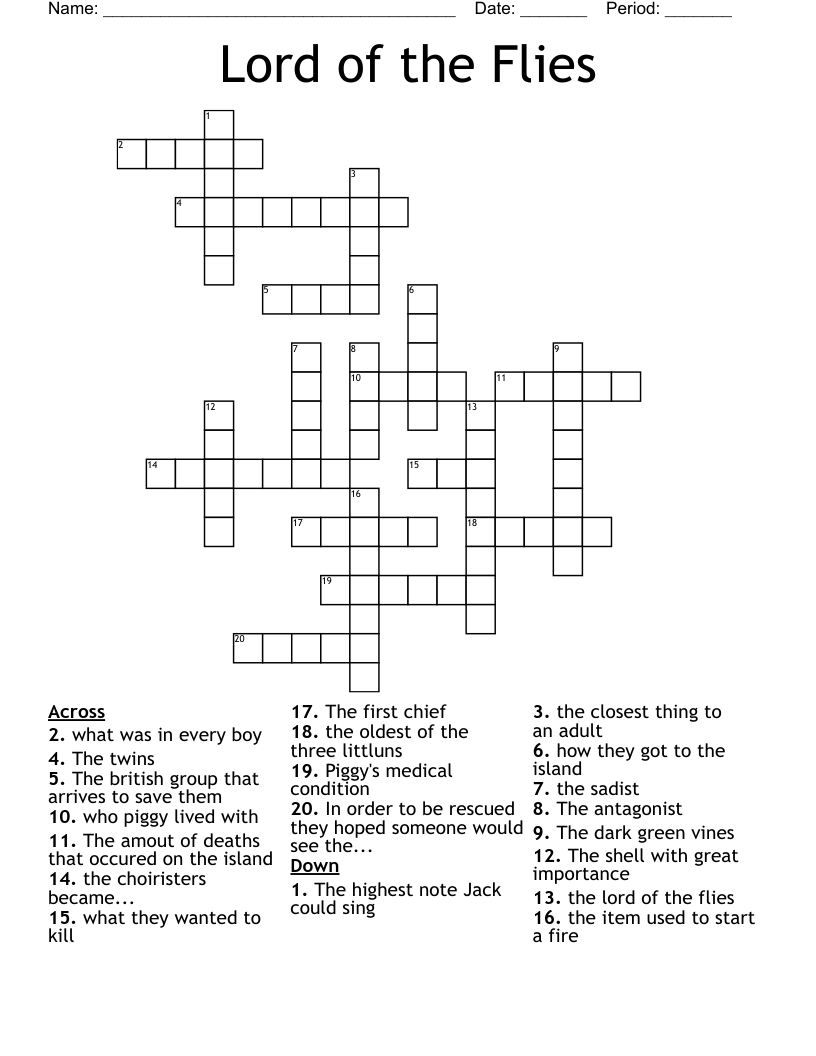 Lord of the Flies Crossword