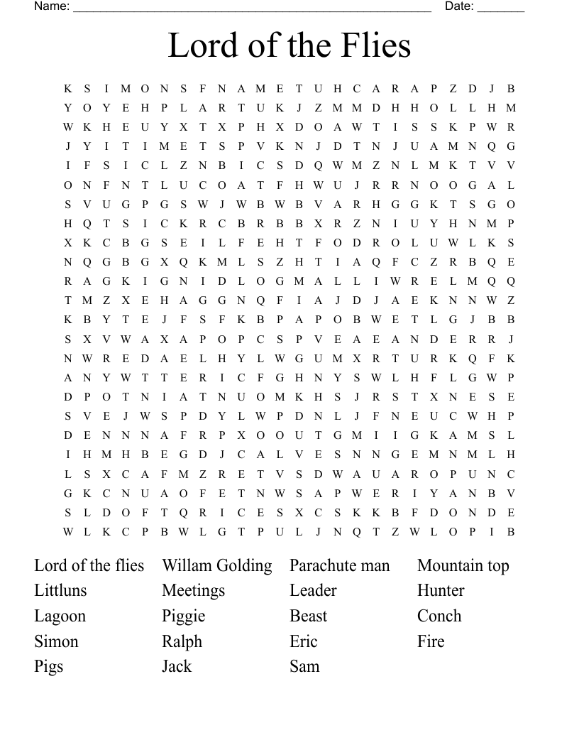 Lord of the Flies Word Search