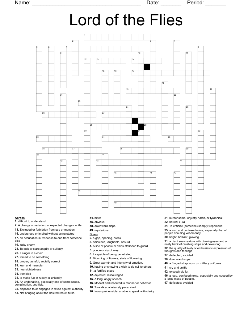 Lord of the Flies Crossword