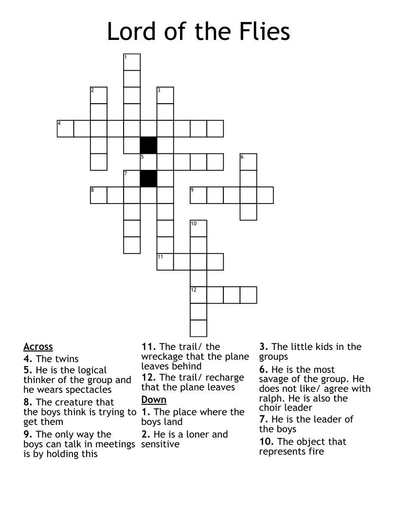 Lord of the Flies Crossword