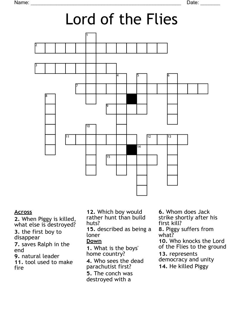 Lord of the Flies Crossword