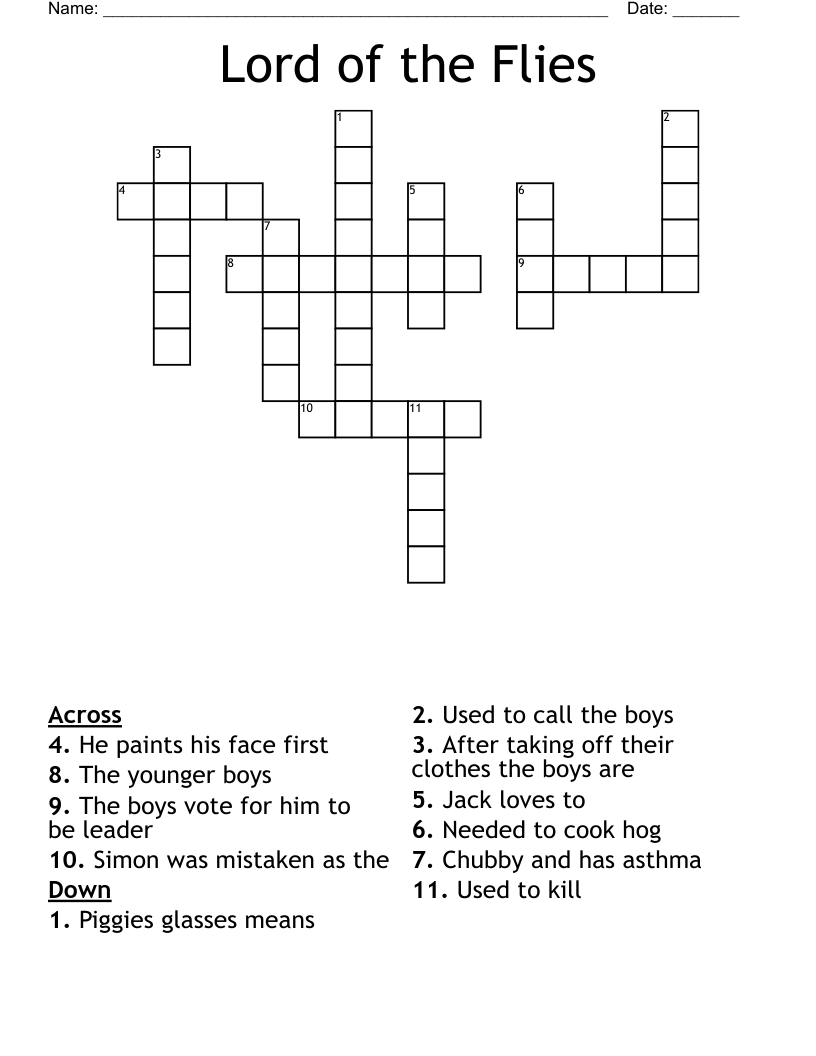 Lord of the Flies Crossword