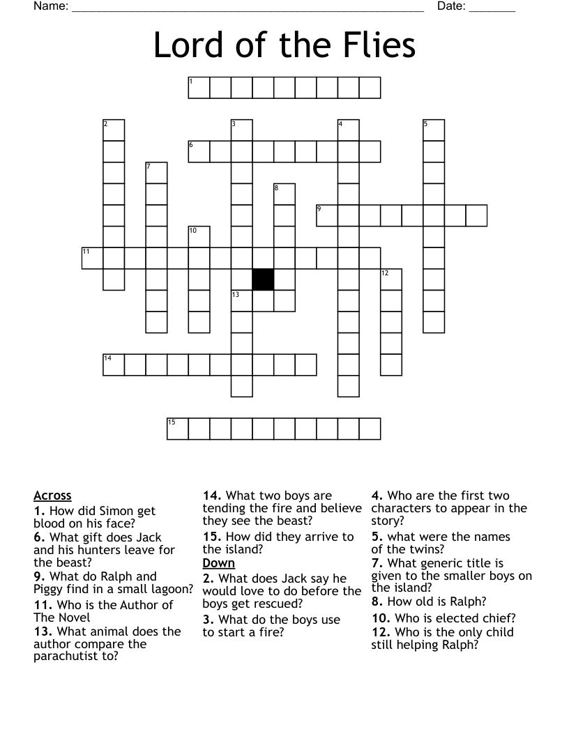 Lord of the Flies Crossword