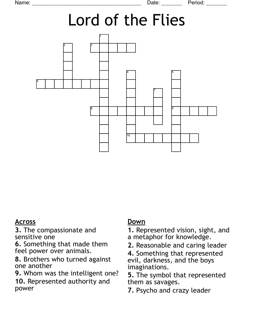 Lord of the Flies Crossword