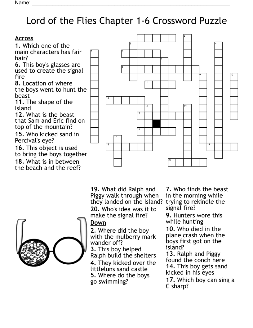 Lord of the Flies Chapter 1-6 Crossword Puzzle