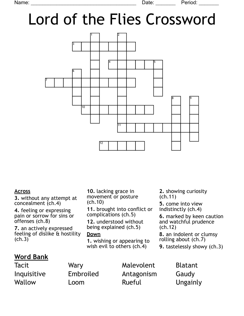 Lord of the Flies Crossword
