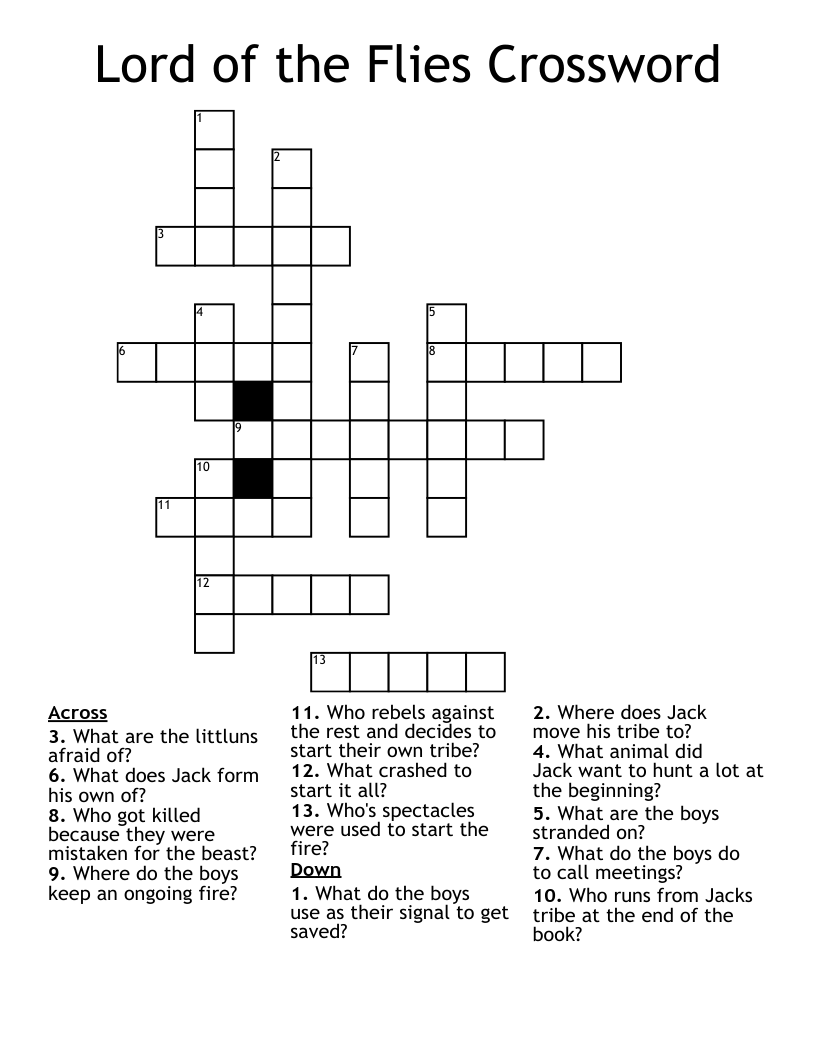 Lord of the Flies Crossword