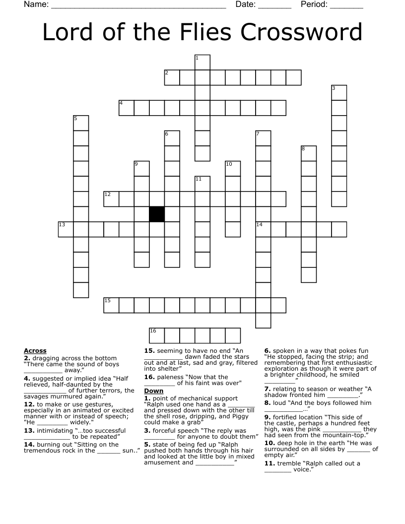 Lord of the Flies Crossword