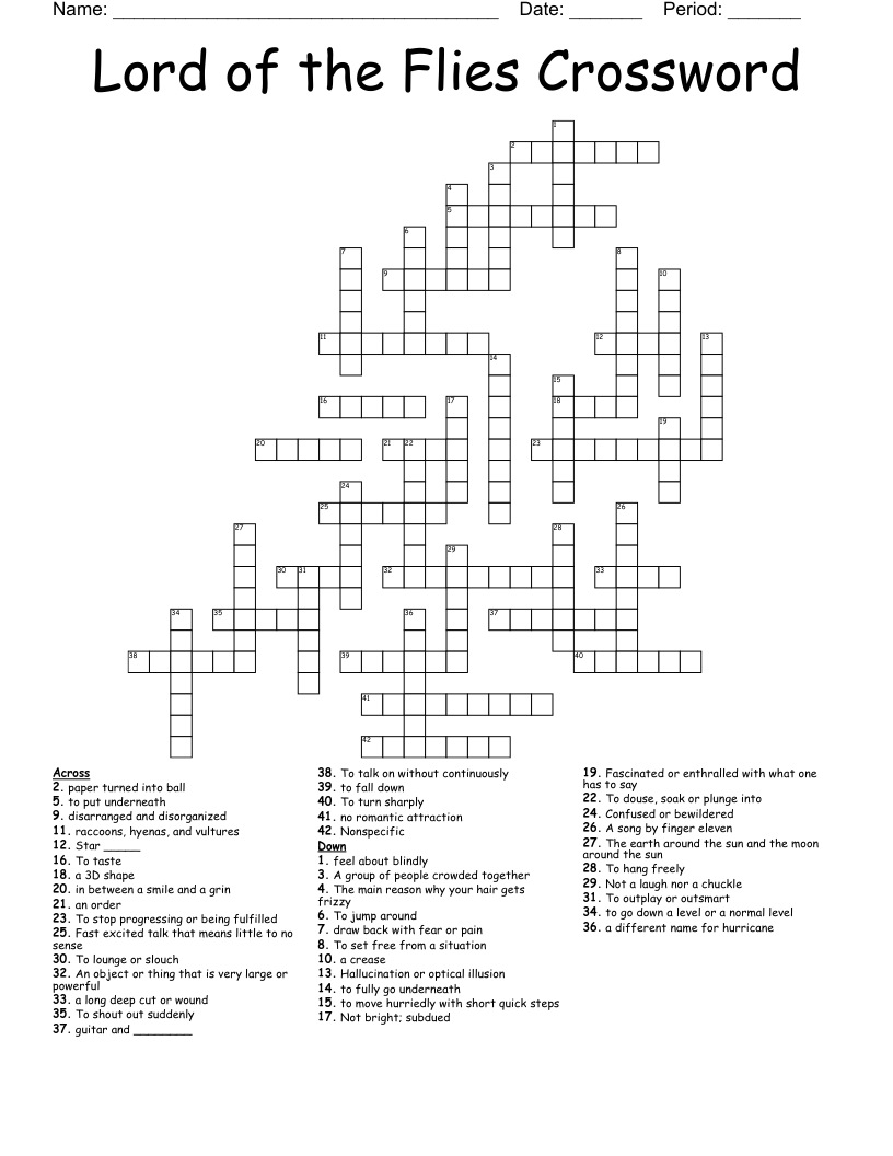 Lord of the Flies Crossword