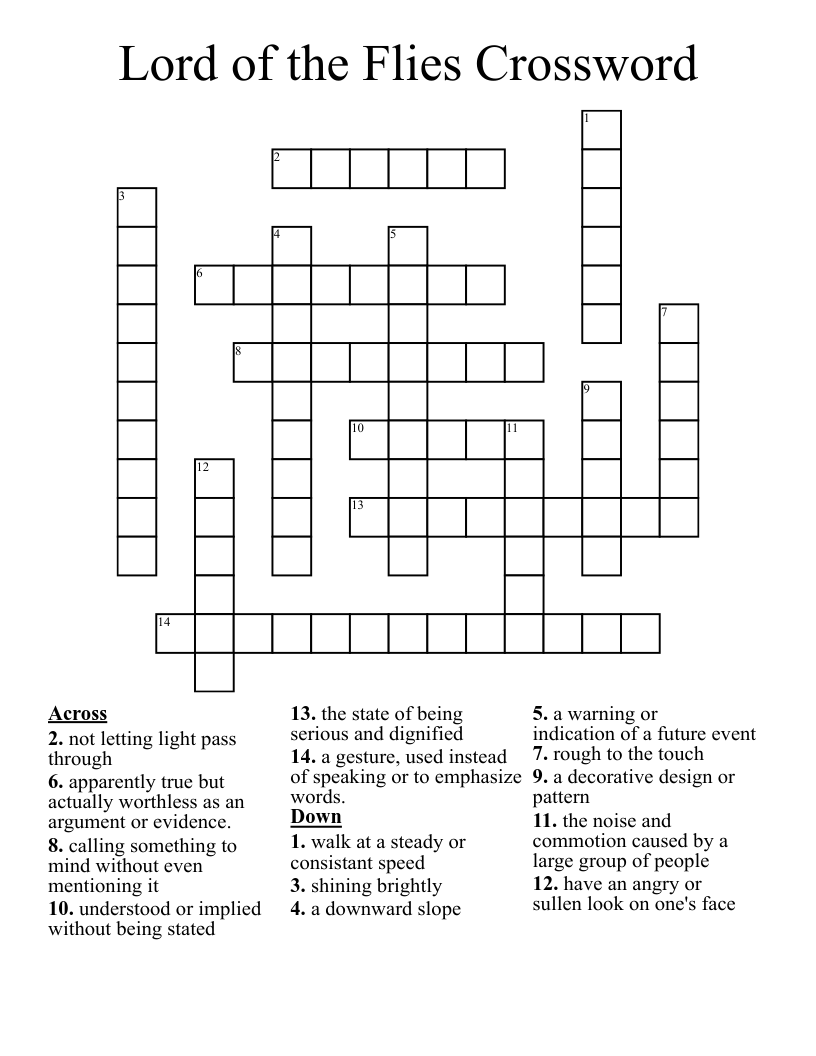 Lord of the Flies Crossword