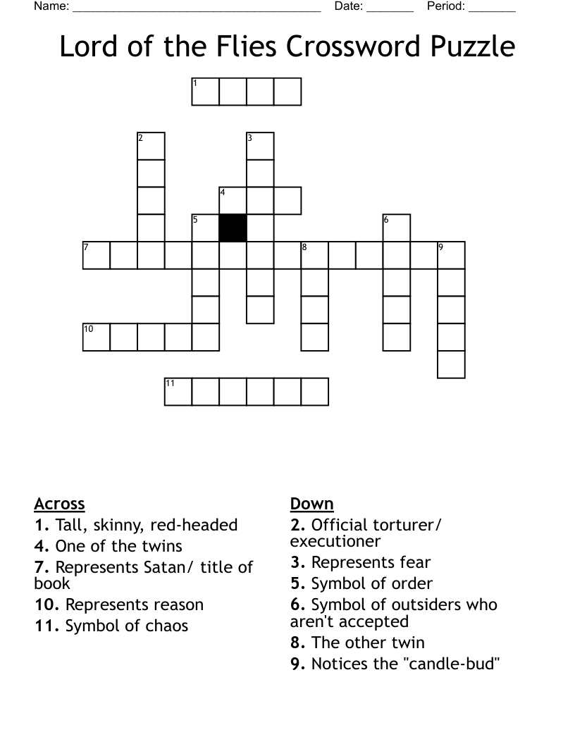 Lord of the Flies Crossword Puzzle