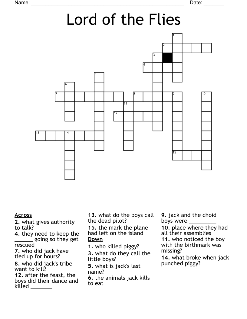 Lord of the Flies  Crossword