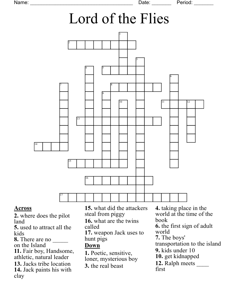 Lord of the Flies  Crossword