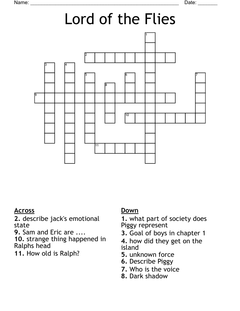Lord of the Flies  Crossword