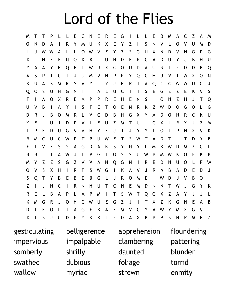 Lord of the Flies  Word Search