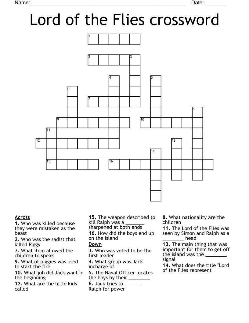 Lord of the Flies crossword