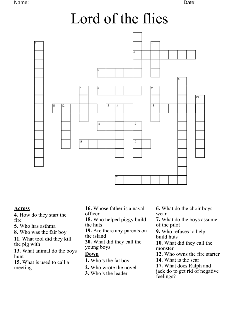 Lord of the flies Crossword