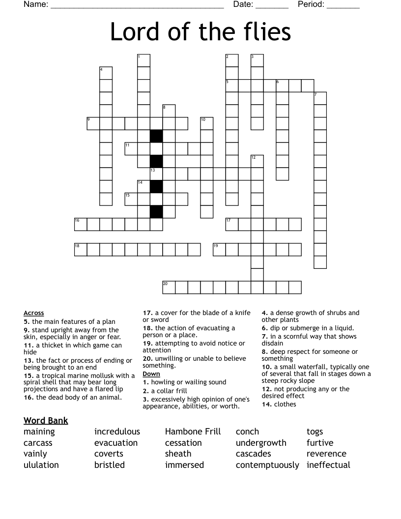Lord of the flies Crossword