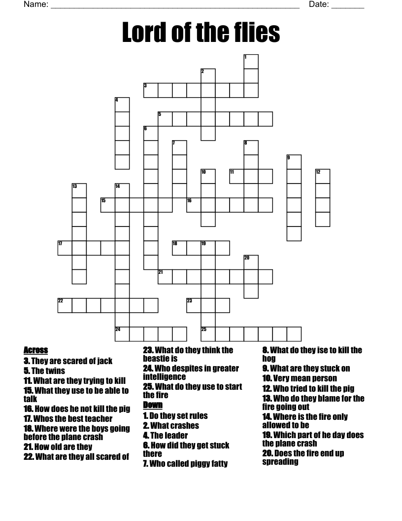 Lord of the flies Crossword