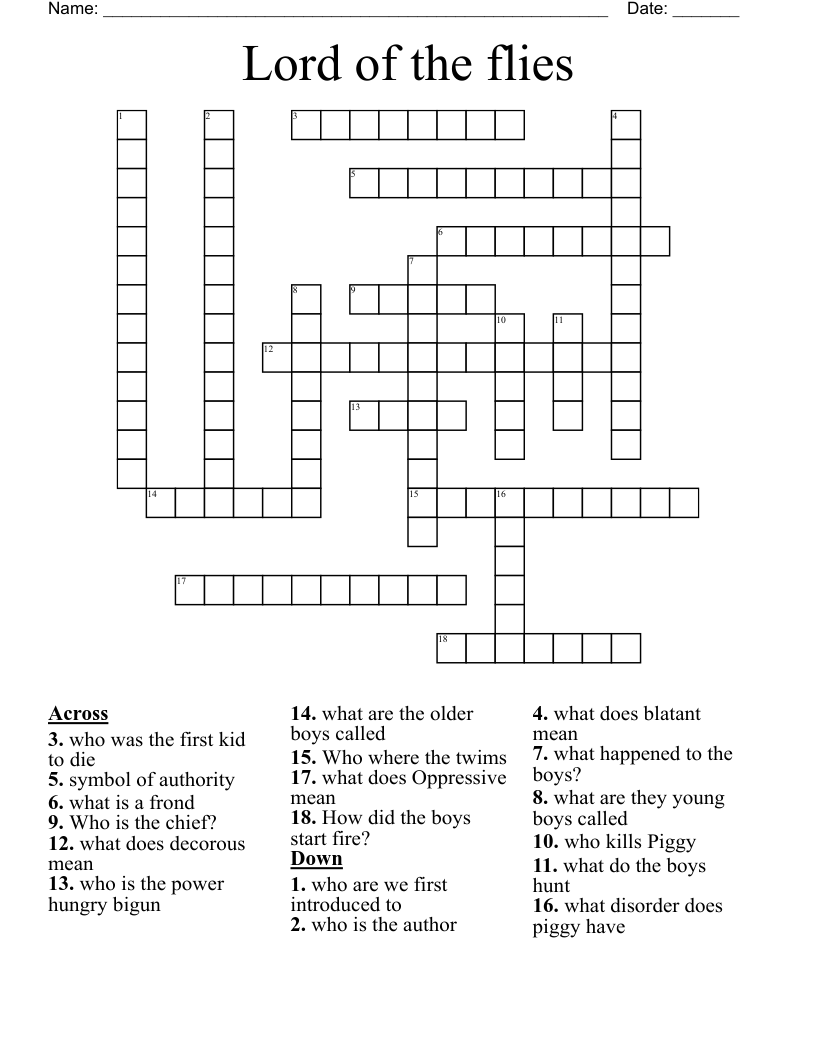 Lord of the flies Crossword