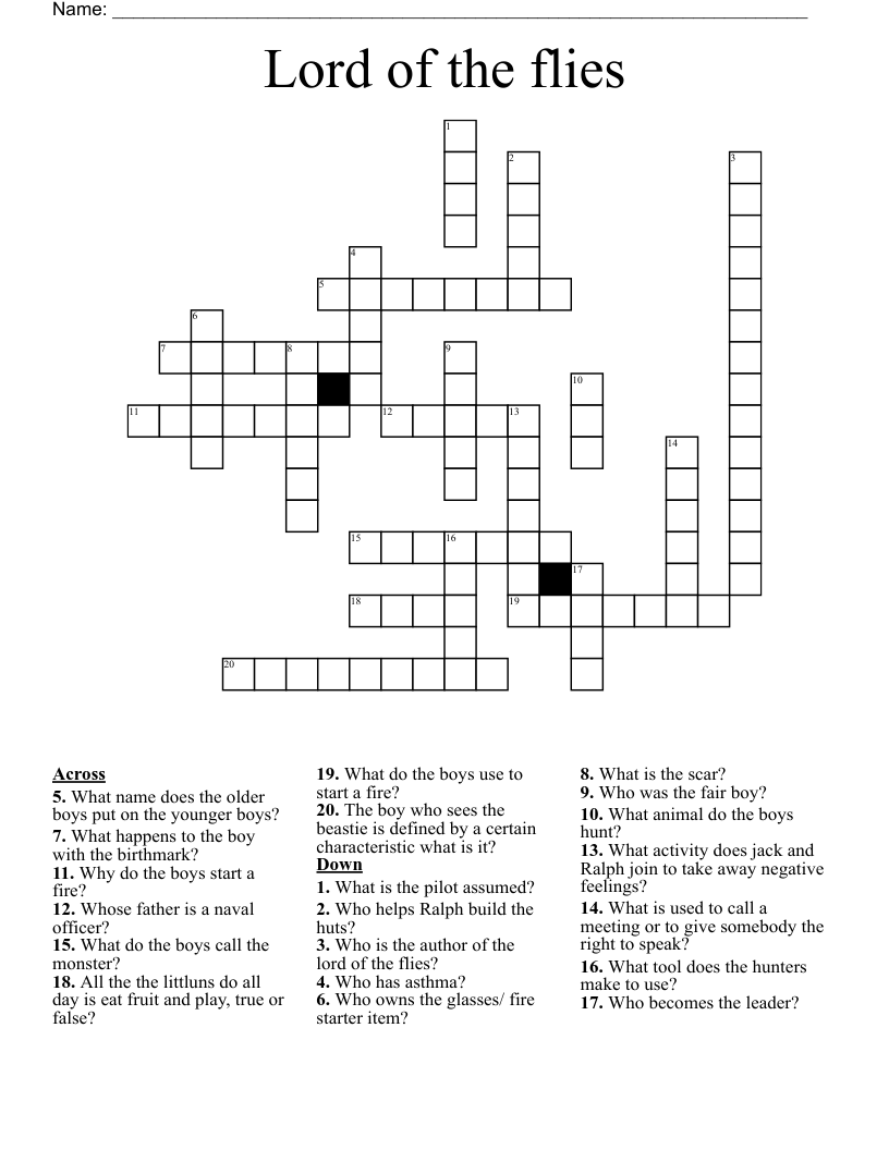 Lord of the flies  Crossword