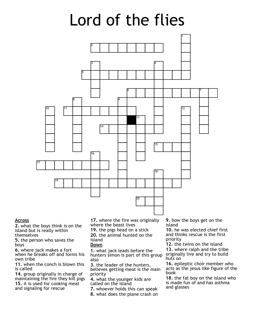 Lord of the flies  Crossword
