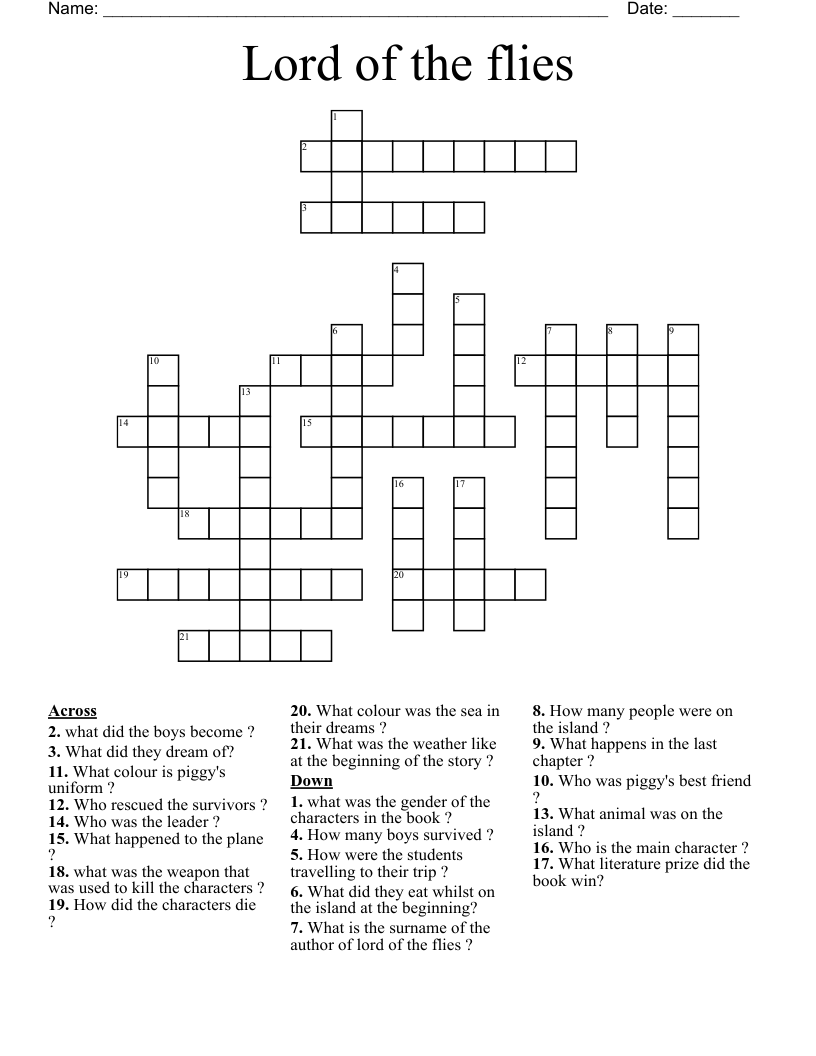 Lord of the flies  Crossword