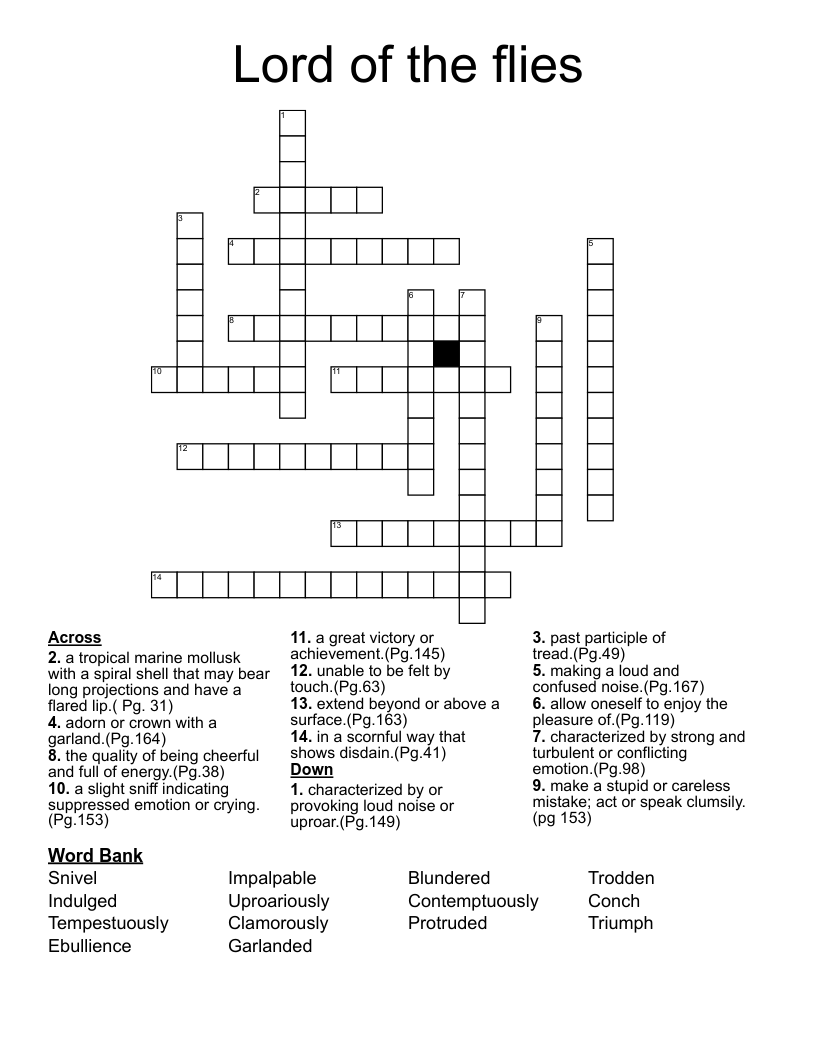 Lord of the flies  Crossword