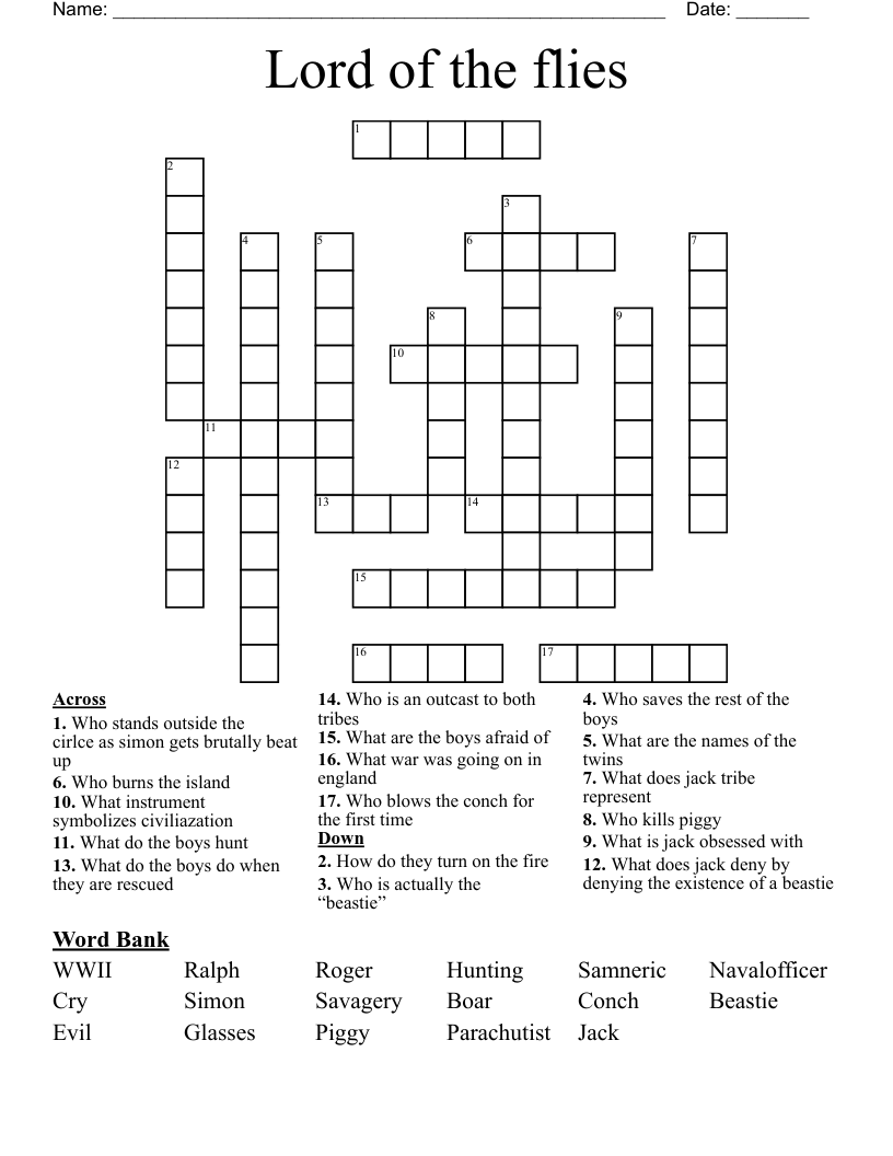 Lord of the flies  Crossword