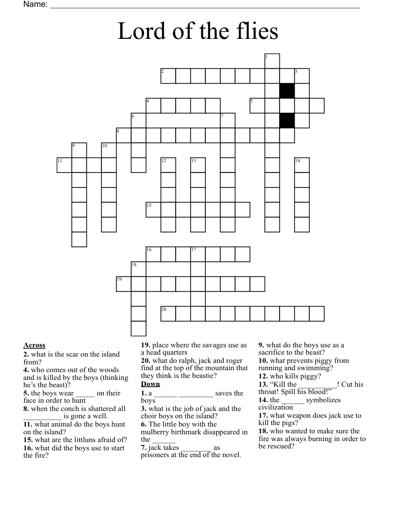 Lord of the flies  Crossword