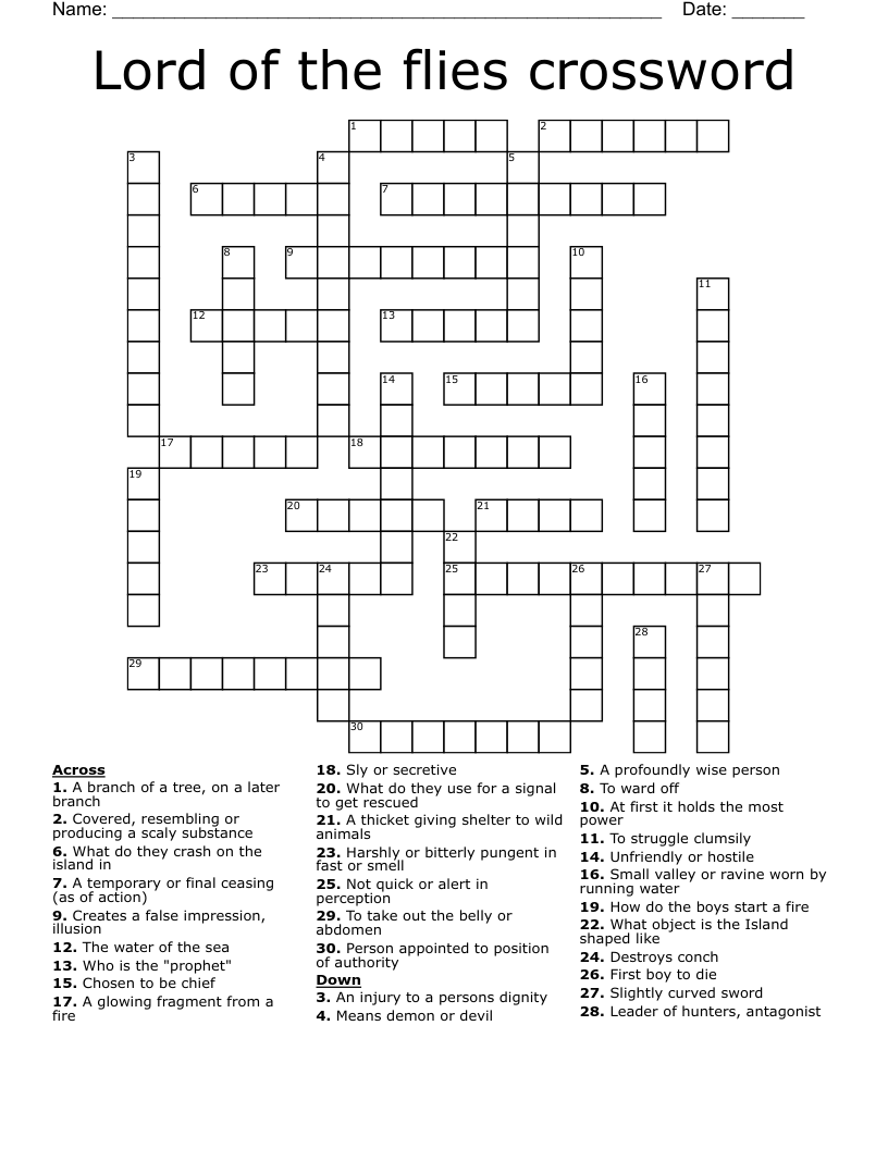 Lord of the flies crossword