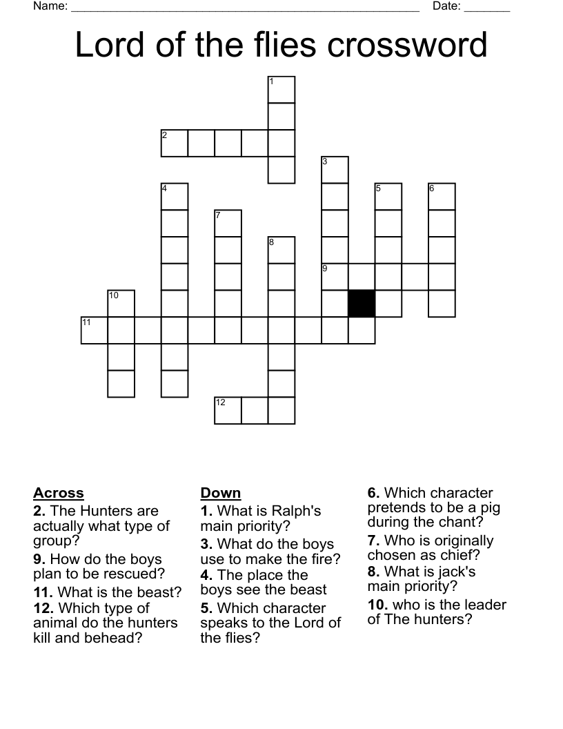 Lord of the flies crossword