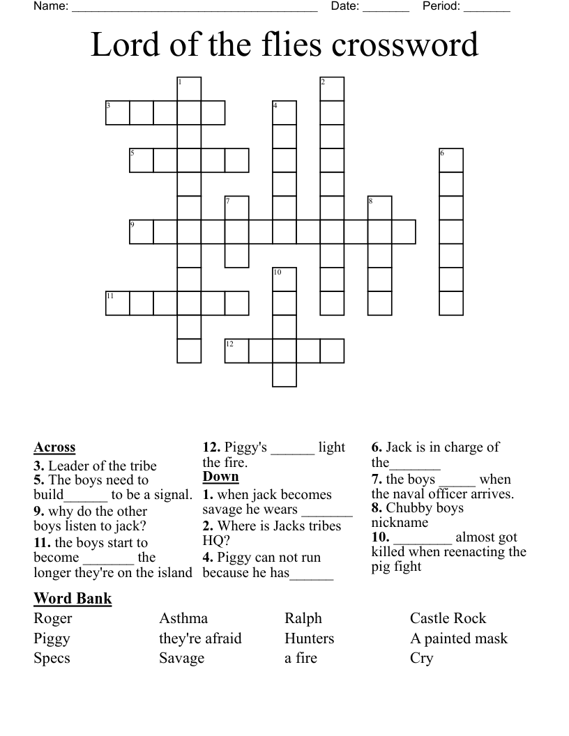 Lord of the flies crossword