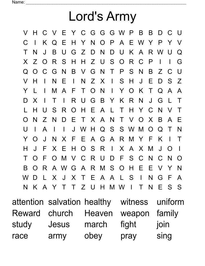 Lord's Army Word Search