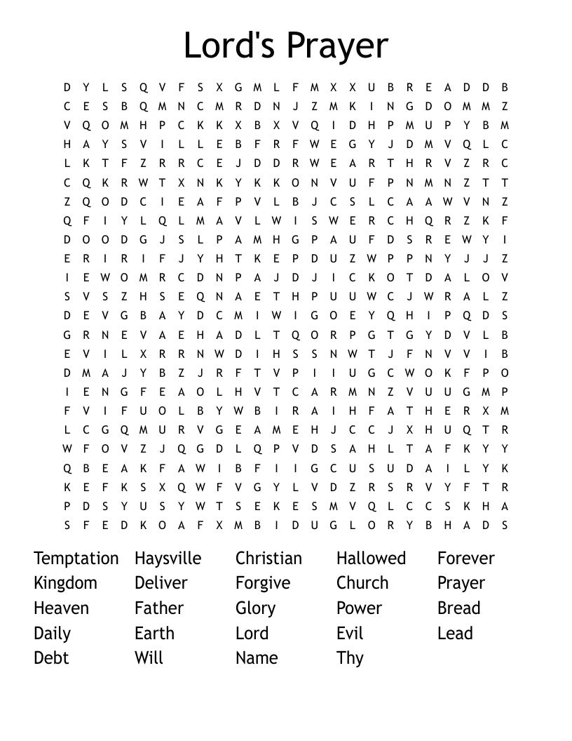 Lord's Prayer Word Search