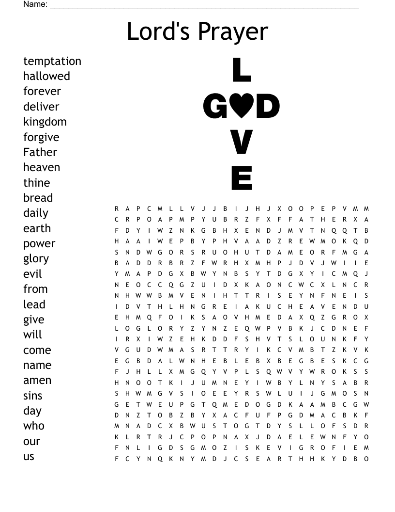 Lord's Prayer Word Search