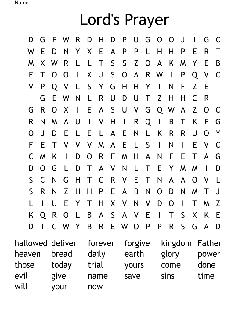 Lord's Prayer Word Search