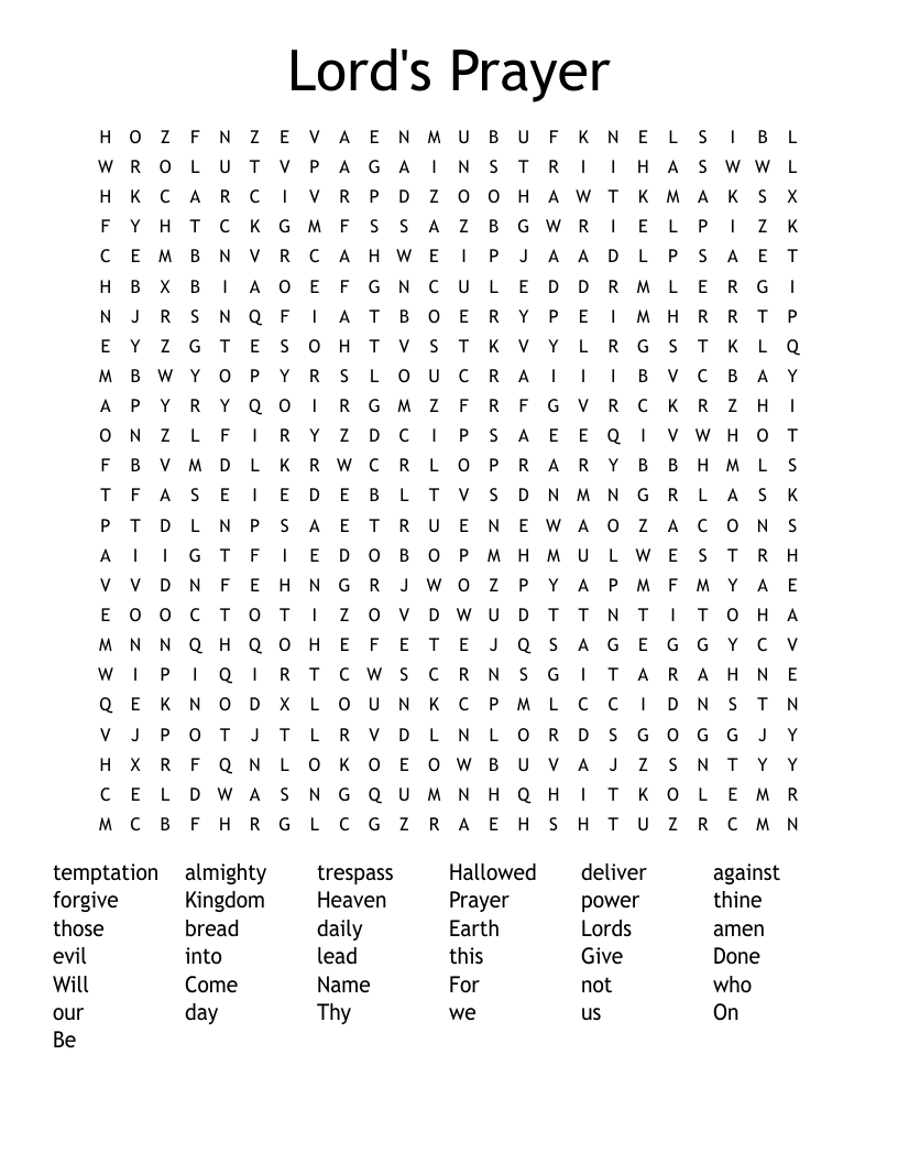 Lord's Prayer Word Search