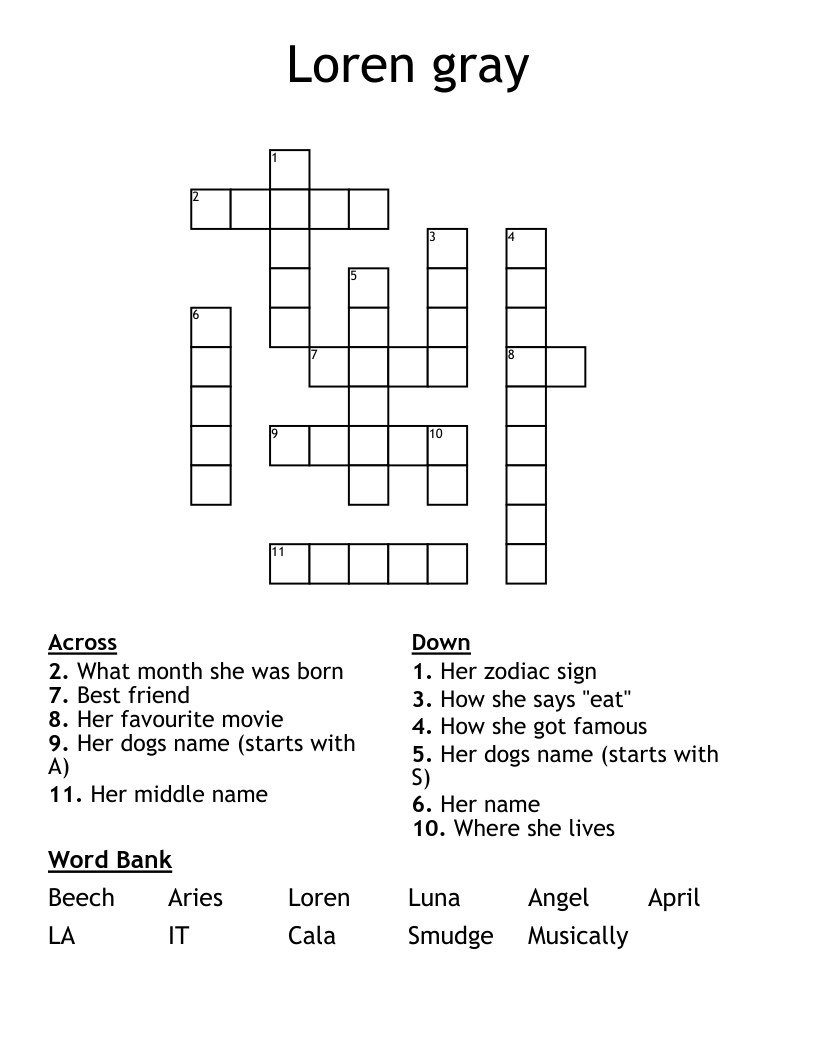 Loren gray  Crossword