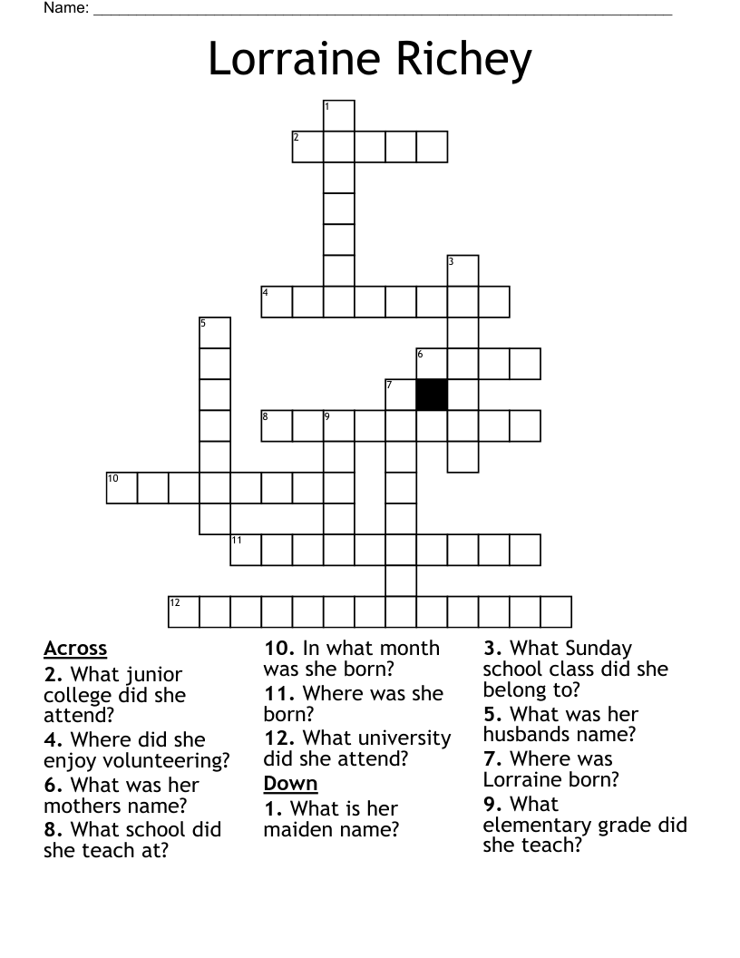 Lorraine Richey Crossword